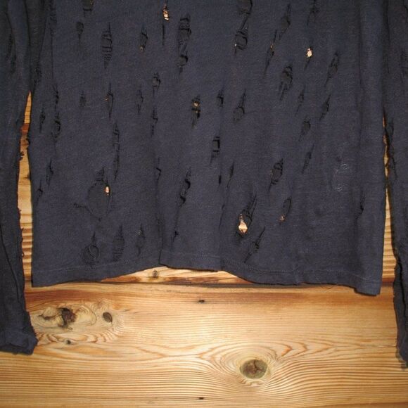 IRO Marvina Blue Linen Distressed Pullover Knit Top - Picture 5 of 9